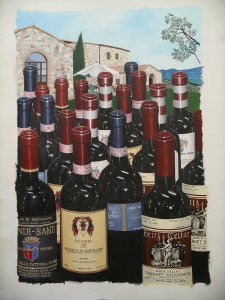 Wines of Tuscnay...on canvas before stretching