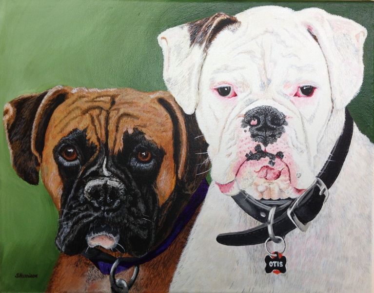 Edie and Otis Portrait in acrylic