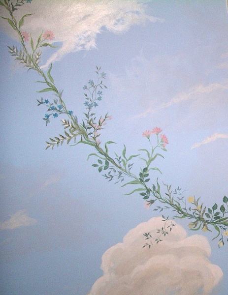 Sky ceiling with floral spray